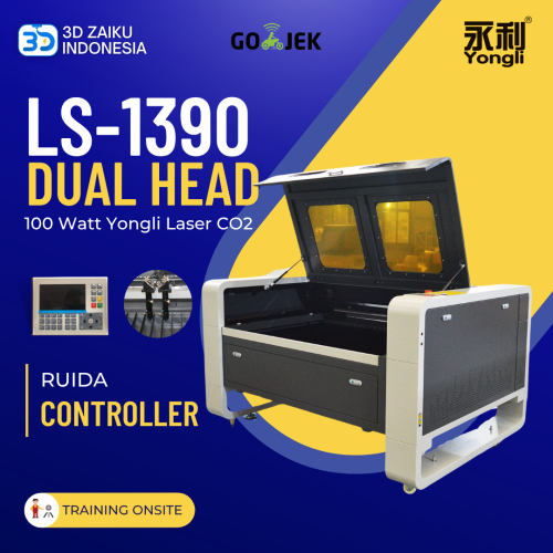 Zaiku LS-1390 with Dual Head 100 Watt RECI Laser CO2 Ruida Controller
